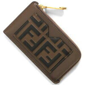 Fendi Fragment Wallet FF Diamond Maya Brown Black Soft